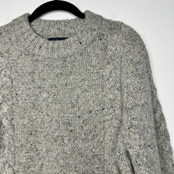 J.Crew Kilcarra Donegal Wool Cable Knit Crewneck Sweater Marled Gray Size S - Picture 3 of 10